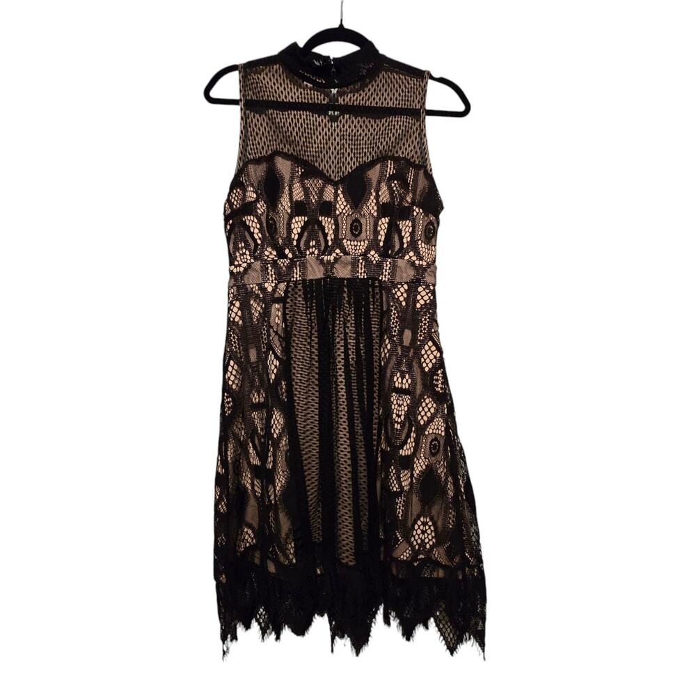 Foxiedox Gloria Fit Flare Lace Mini Dress Sz 6 Black Nude Whimsigoth Fairy $168